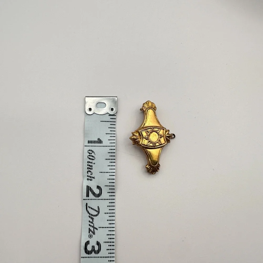 Vintage 80s Gold Tone Ornate Geometric Bar‎ Brooch Pin Victorian Revival Jewelry